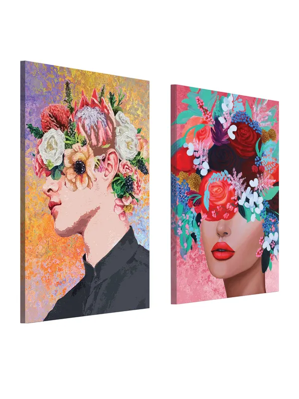 Premium_Canvas_Print_Of_Flower_Face_Art_-_16InchX24Inch_Stretched_And_Framed_In_Teakwood_With_Back_Support