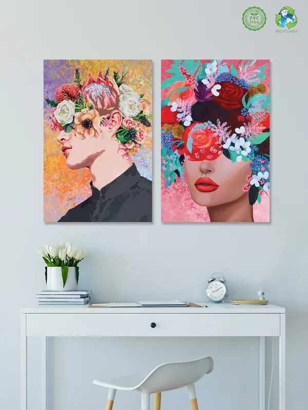 Premium_Canvas_Print_Of_Flower_Face_Art_-_16InchX24Inch_Stretched_And_Framed_In_Teakwood_With_Back_Support
