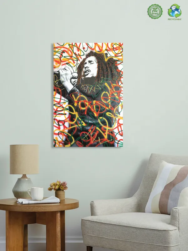Premium_Canvas_Print_Of_Abstract_Bob_Marley_Swirl_Art_-_16InchX24Inch_Stretched_And_Framed_In_Teakwood_With_Back_Support
