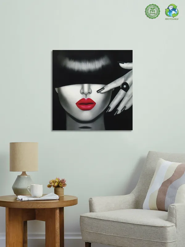 Premium_Canvas_Print_Of_Modern_Fashion_Face_Art_-_24InchX24Inch_Stretched_And_Framed_In_Teakwood_With_Back_Support