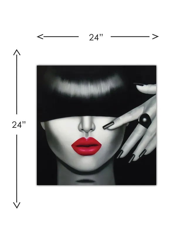 Premium_Canvas_Print_Of_Modern_Fashion_Face_Art_-_24InchX24Inch_Stretched_And_Framed_In_Teakwood_With_Back_Support