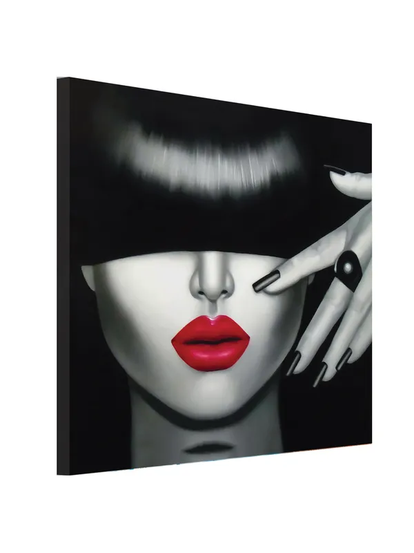 Premium_Canvas_Print_Of_Modern_Fashion_Face_Art_-_24InchX24Inch_Stretched_And_Framed_In_Teakwood_With_Back_Support