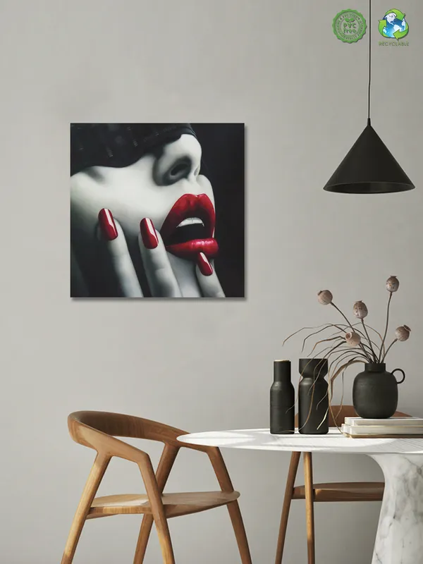 Premium_Canvas_Print_Of_Beautiful_Red_Lips_Art_-_24InchX24Inch_Stretched_And_Framed_In_Teakwood_With_Back_Support
