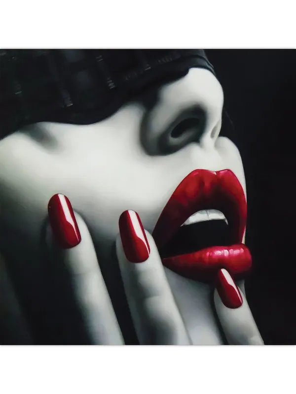 Premium_Canvas_Print_Of_Beautiful_Red_Lips_Art_-_24InchX24Inch_Stretched_And_Framed_In_Teakwood_With_Back_Support