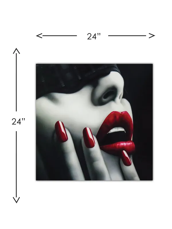 Premium_Canvas_Print_Of_Beautiful_Red_Lips_Art_-_24InchX24Inch_Stretched_And_Framed_In_Teakwood_With_Back_Support