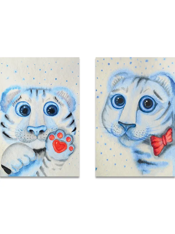 Premium_Canvas_Print_Of_Abstract_Tiger_Cub-A_Art_-_16InchX24Inch_Stretched_And_Framed_In_Teakwood_With_Back_Support