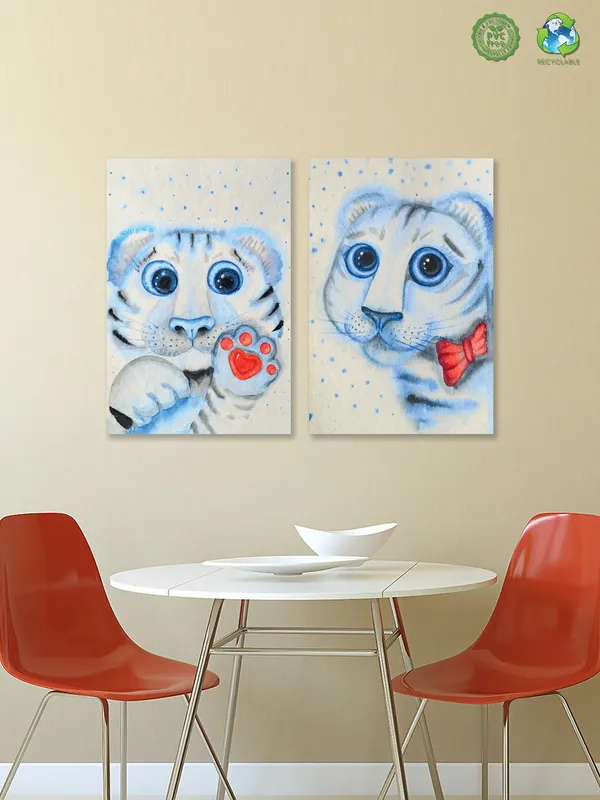 Premium_Canvas_Print_Of_Abstract_Tiger_Cub-A_Art_-_16InchX24Inch_Stretched_And_Framed_In_Teakwood_With_Back_Support