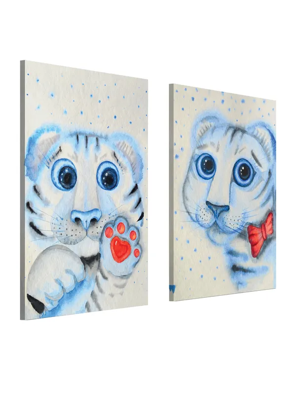 Premium_Canvas_Print_Of_Abstract_Tiger_Cub-A_Art_-_16InchX24Inch_Stretched_And_Framed_In_Teakwood_With_Back_Support