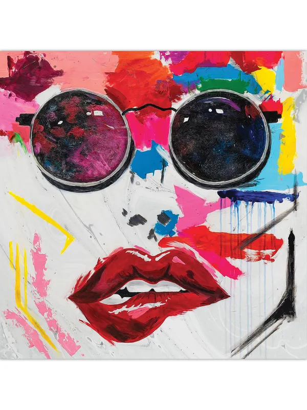 Premium_Canvas_Print_Of_Abstract_A_Lady_Face_Art_-_24InchX24Inch_Stretched_And_Framed_In_Teakwood_With_Back_Support