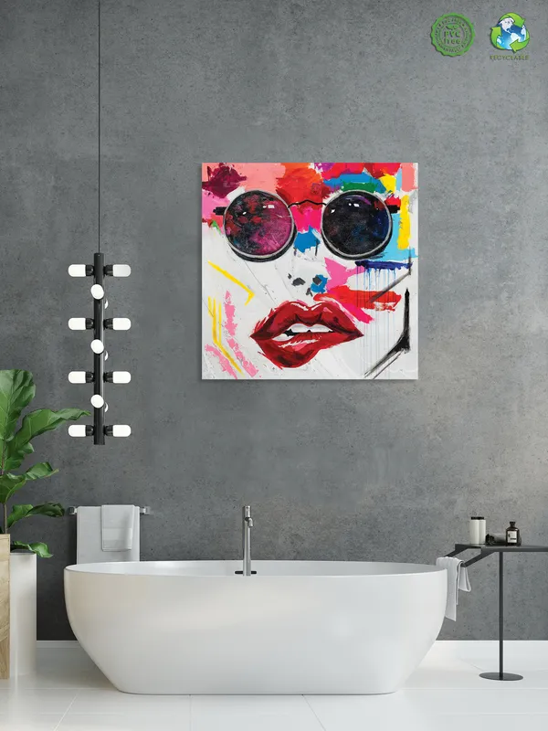 Premium_Canvas_Print_Of_Abstract_A_Lady_Face_Art_-_24InchX24Inch_Stretched_And_Framed_In_Teakwood_With_Back_Support