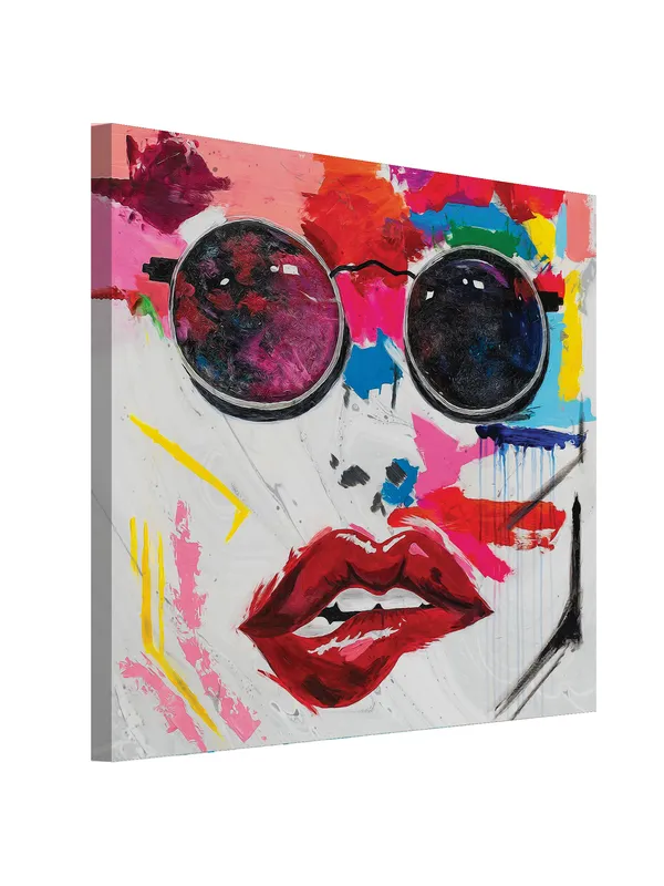 Premium_Canvas_Print_Of_Abstract_A_Lady_Face_Art_-_24InchX24Inch_Stretched_And_Framed_In_Teakwood_With_Back_Support