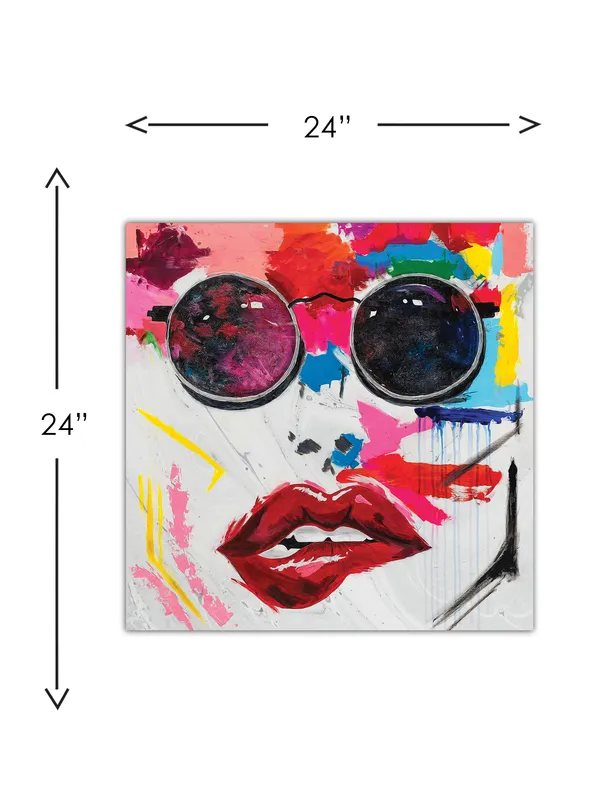 Premium_Canvas_Print_Of_Abstract_A_Lady_Face_Art_-_24InchX24Inch_Stretched_And_Framed_In_Teakwood_With_Back_Support