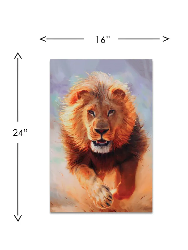 Premium_Canvas_Print_Of_Majestic_Lion_Art_-_16InchX24Inch_Stretched_And_Framed_In_Teakwood_With_Back_Support
