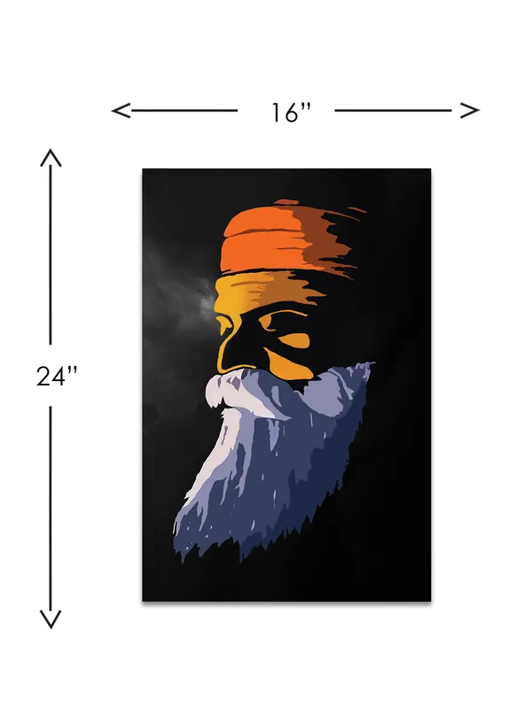 Premium_Canvas_Print_Of_Abstract_Guru_Nanak_Art_-_16InchX24Inch_Stretched_And_Framed_In_Teakwood_With_Back_Support