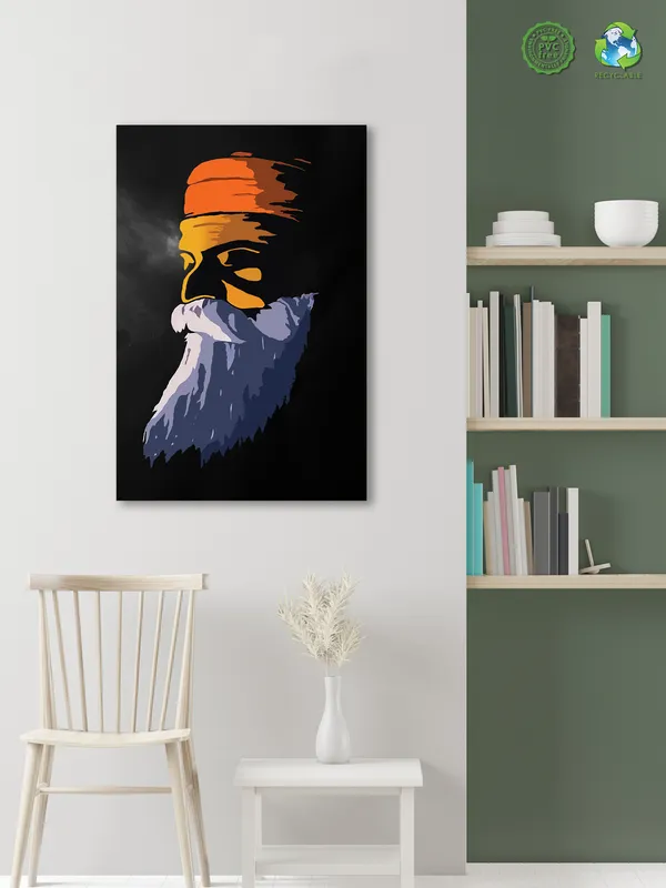 Premium_Canvas_Print_Of_Abstract_Guru_Nanak_Art_-_16InchX24Inch_Stretched_And_Framed_In_Teakwood_With_Back_Support