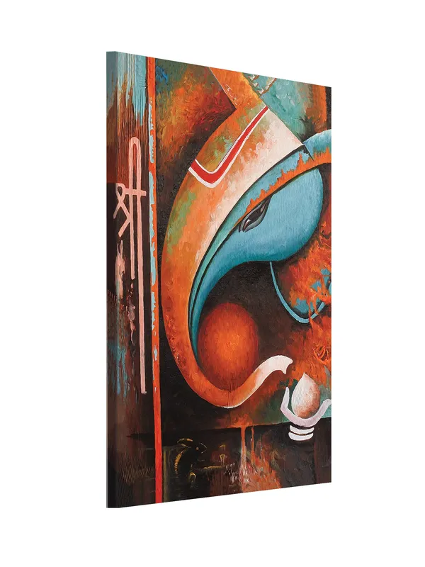 Premium_Canvas_Print_Of_Abstract_Ganesha-A_Art_-_16InchX24Inch_Stretched_And_Framed_In_Teakwood_With_Back_Support