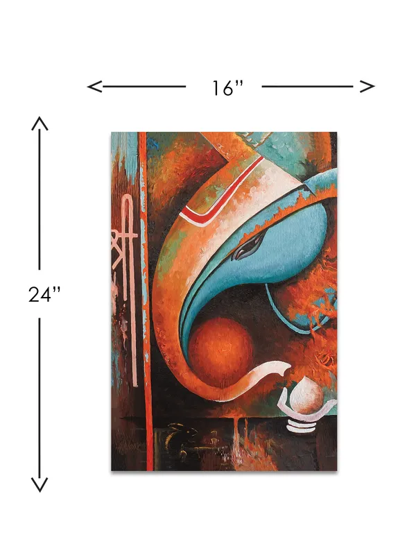 Premium_Canvas_Print_Of_Abstract_Ganesha-A_Art_-_16InchX24Inch_Stretched_And_Framed_In_Teakwood_With_Back_Support