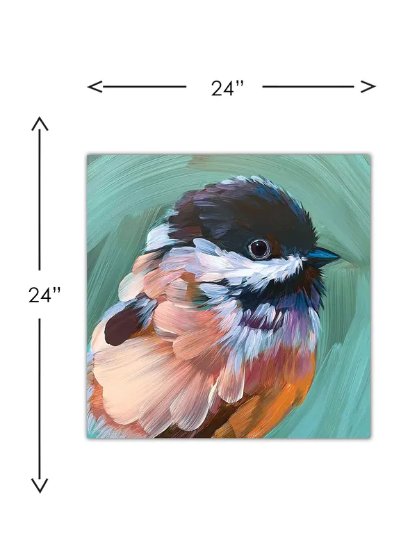 Premium_Canvas_Print_Of_Black-Capped_Chickadee_Art_-_24InchX24Inch_Stretched_And_Framed_In_Teakwood_With_Back_Support
