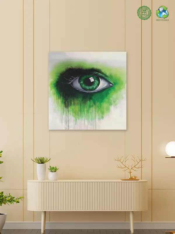 Premium_Canvas_Print_Of_Green_Eye_Art_-_24InchX24Inch_Stretched_And_Framed_In_Teakwood_With_Back_Support