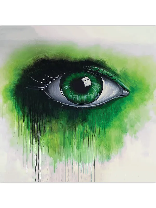 Premium_Canvas_Print_Of_Green_Eye_Art_-_24InchX24Inch_Stretched_And_Framed_In_Teakwood_With_Back_Support