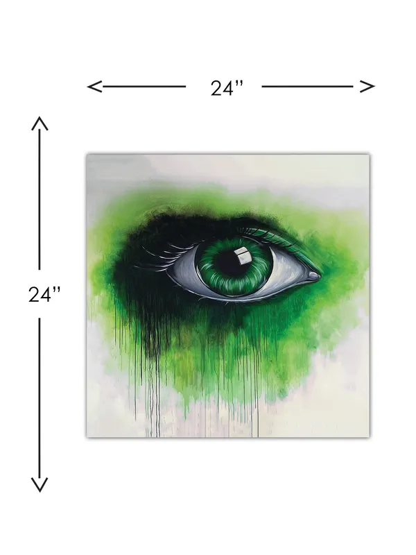 Premium_Canvas_Print_Of_Green_Eye_Art_-_24InchX24Inch_Stretched_And_Framed_In_Teakwood_With_Back_Support