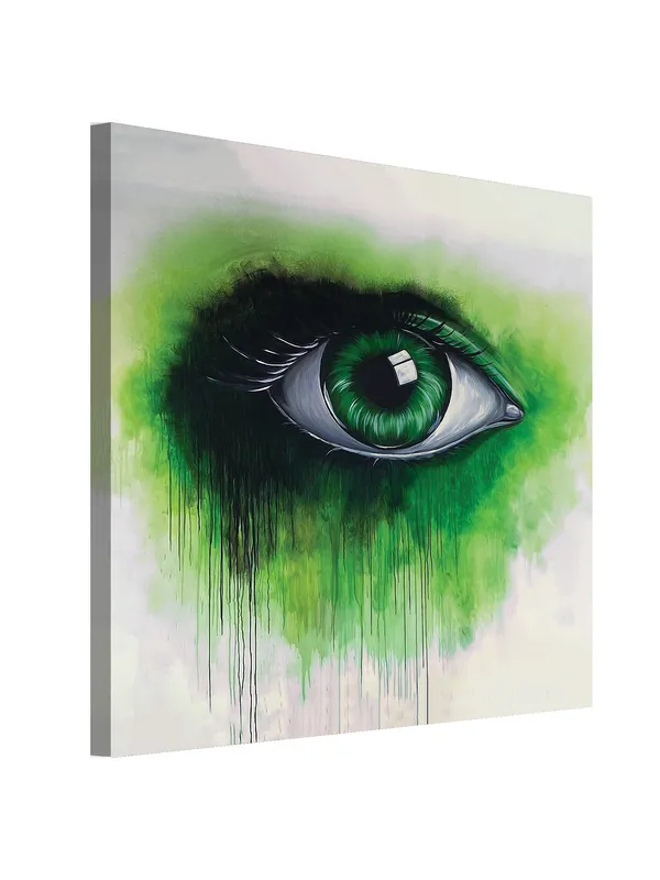 Premium_Canvas_Print_Of_Green_Eye_Art_-_24InchX24Inch_Stretched_And_Framed_In_Teakwood_With_Back_Support