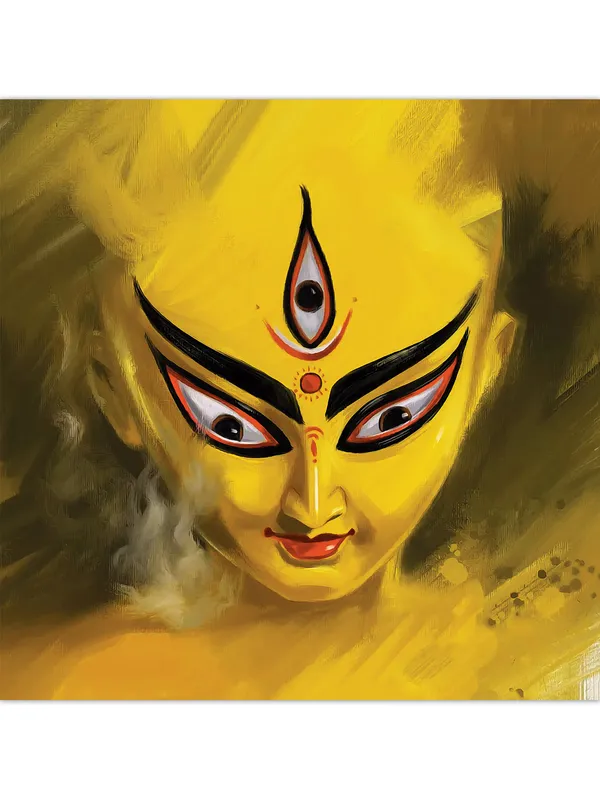 Premium_Canvas_Print_Of_Maa_Durga-A_Art_-_24InchX24Inch_Stretched_And_Framed_In_Teakwood_With_Back_Support