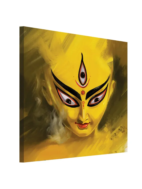 Premium_Canvas_Print_Of_Maa_Durga-A_Art_-_24InchX24Inch_Stretched_And_Framed_In_Teakwood_With_Back_Support