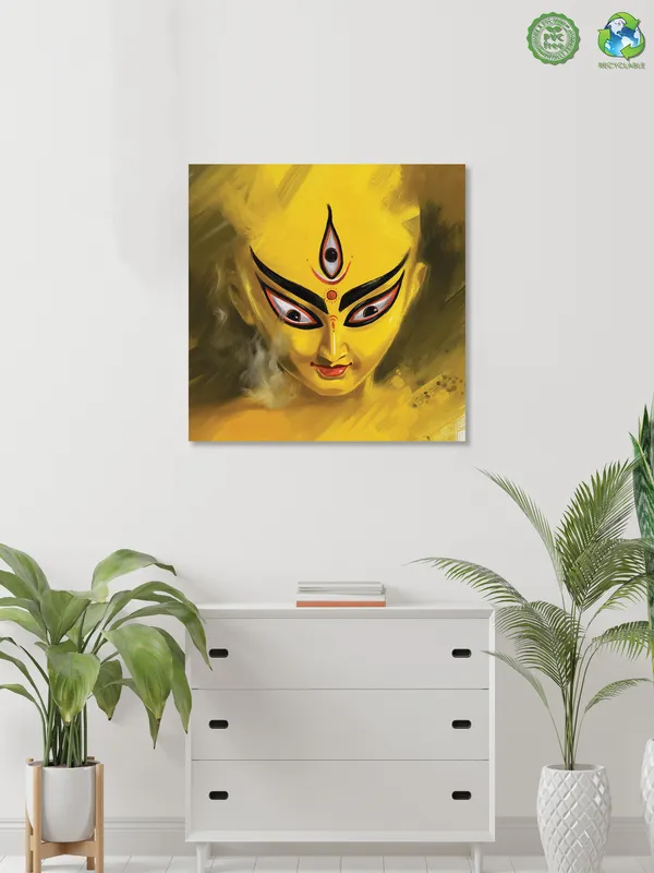 Premium_Canvas_Print_Of_Maa_Durga-A_Art_-_24InchX24Inch_Stretched_And_Framed_In_Teakwood_With_Back_Support