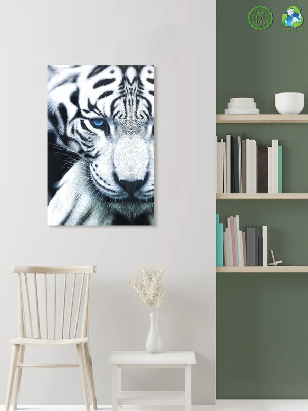 Premium_Canvas_Print_Of_White_Tiger_Face-A_Art_-_16InchX24Inch_Stretched_And_Framed_In_Teakwood_With_Back_Support