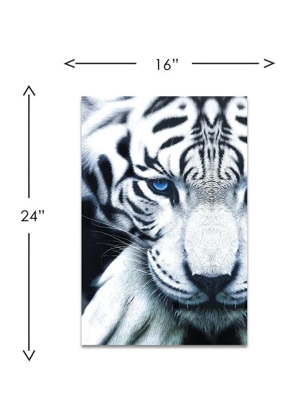 Premium_Canvas_Print_Of_White_Tiger_Face-A_Art_-_16InchX24Inch_Stretched_And_Framed_In_Teakwood_With_Back_Support