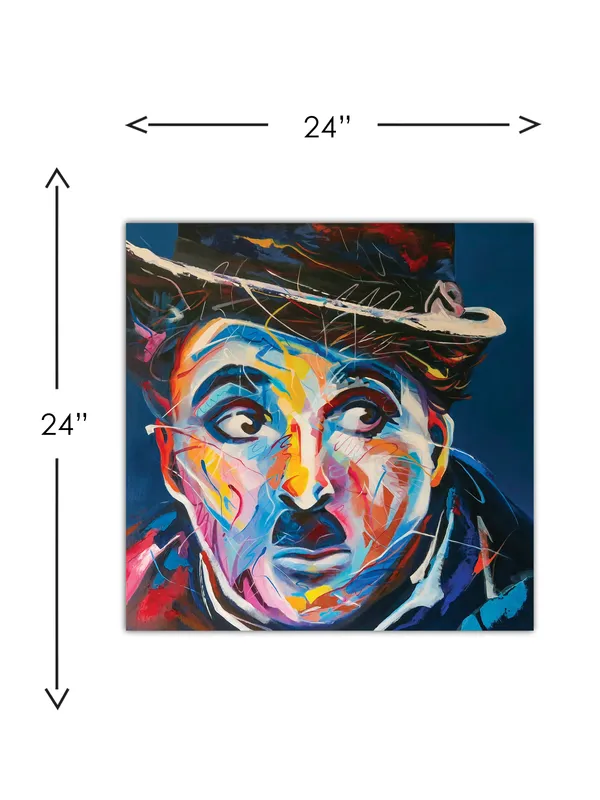 Premium_Canvas_Print_Of_Abstract_Charlie_Chaplin-A_Art_-_24InchX24Inch_Stretched_And_Framed_In_Teakwood_With_Back_Support