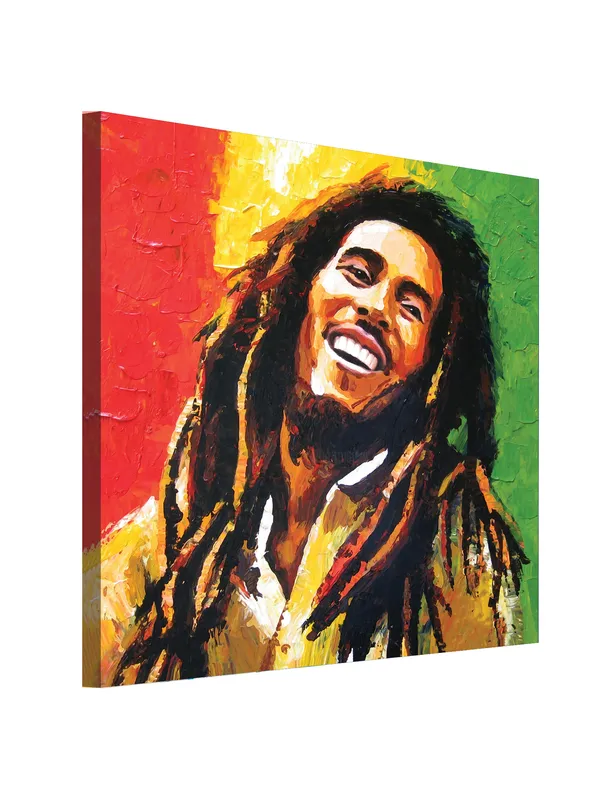 Premium_Canvas_Print_Of_Abstract_Bob_Marley-A_Art_-_24InchX24Inch_Stretched_And_Framed_In_Teakwood_With_Back_Support