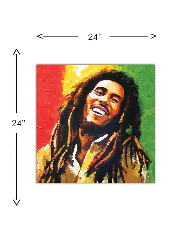 Premium_Canvas_Print_Of_Abstract_Bob_Marley-A_Art_-_24InchX24Inch_Stretched_And_Framed_In_Teakwood_With_Back_Support