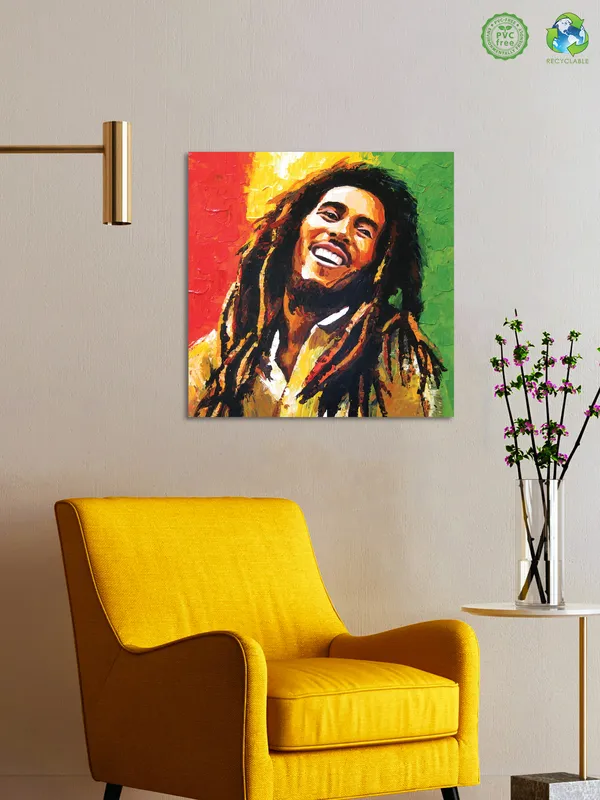 Premium_Canvas_Print_Of_Abstract_Bob_Marley-A_Art_-_24InchX24Inch_Stretched_And_Framed_In_Teakwood_With_Back_Support