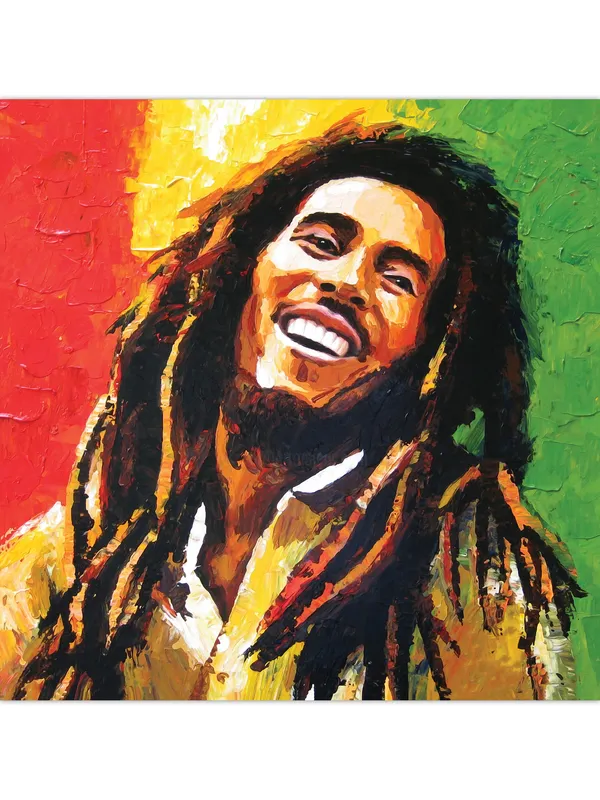 Premium_Canvas_Print_Of_Abstract_Bob_Marley-A_Art_-_24InchX24Inch_Stretched_And_Framed_In_Teakwood_With_Back_Support