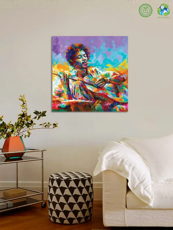 Premium_Canvas_Print_Of_Abstract_Bob_Marley_Playing_Guitar_Art_-_24InchX24Inch_Stretched_And_Framed_In_Teakwood_With_Back_Support