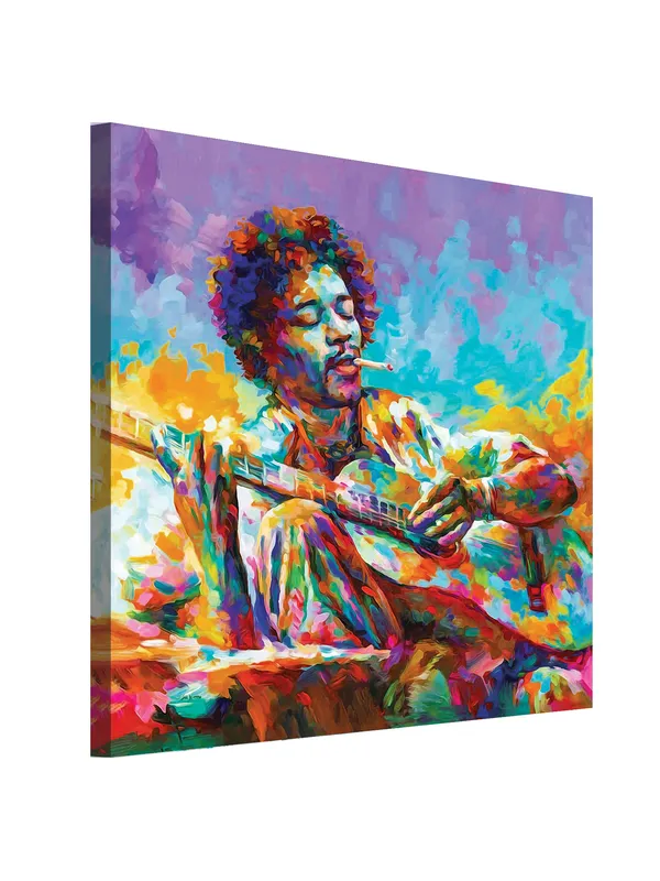 Premium_Canvas_Print_Of_Abstract_Bob_Marley_Playing_Guitar_Art_-_24InchX24Inch_Stretched_And_Framed_In_Teakwood_With_Back_Support