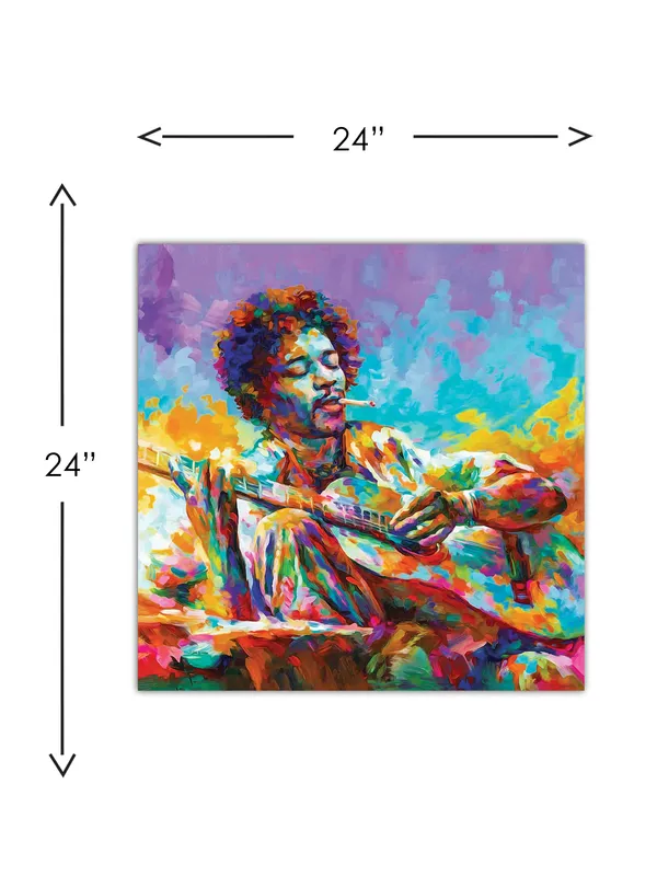 Premium_Canvas_Print_Of_Abstract_Bob_Marley_Playing_Guitar_Art_-_24InchX24Inch_Stretched_And_Framed_In_Teakwood_With_Back_Support