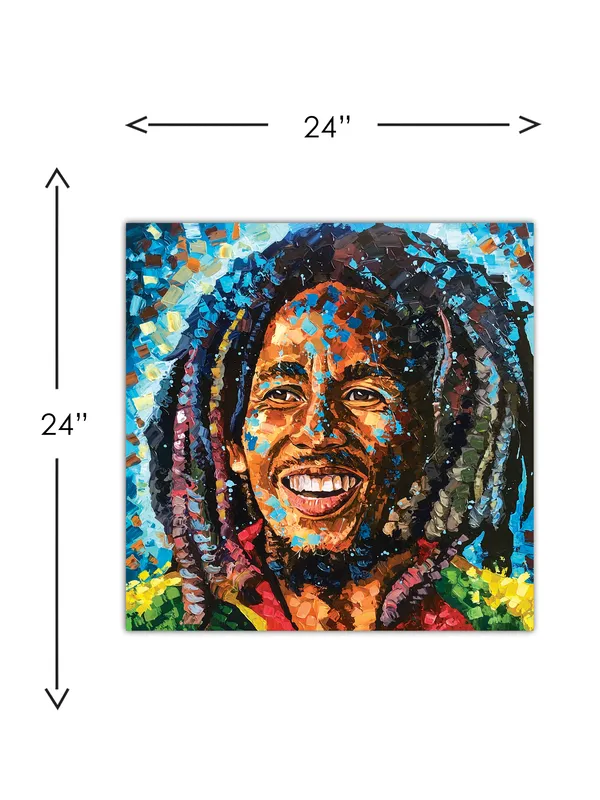 Premium_Canvas_Print_Of_Abstract_Bob_Marley-B_Art_-_24InchX24Inch_Stretched_And_Framed_In_Teakwood_With_Back_Support