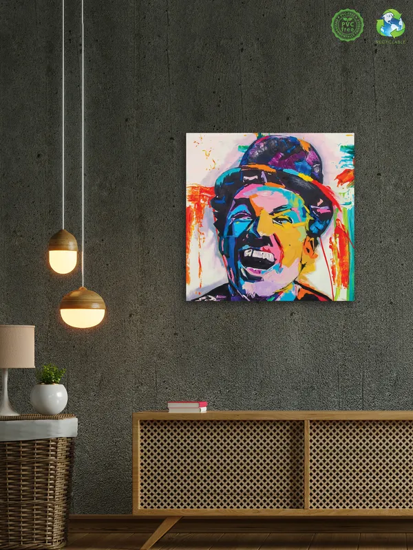 Premium_Canvas_Print_Of_Abstract_Charlie_Chaplin-B_Art_-_24InchX24Inch_Stretched_And_Framed_In_Teakwood_With_Back_Support