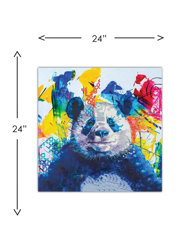 Premium_Canvas_Print_Of_Abstract_Colorful_Panda_Art_-_24InchX24Inch_Stretched_And_Framed_In_Teakwood_With_Back_Support
