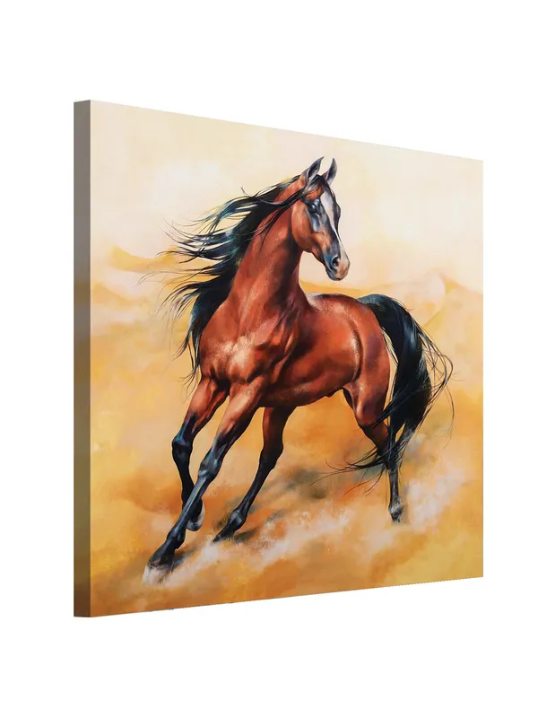 Premium_Canvas_Print_Of_Running_Horse-A_Art_-_24InchX24Inch_Stretched_And_Framed_In_Teakwood_With_Back_Support