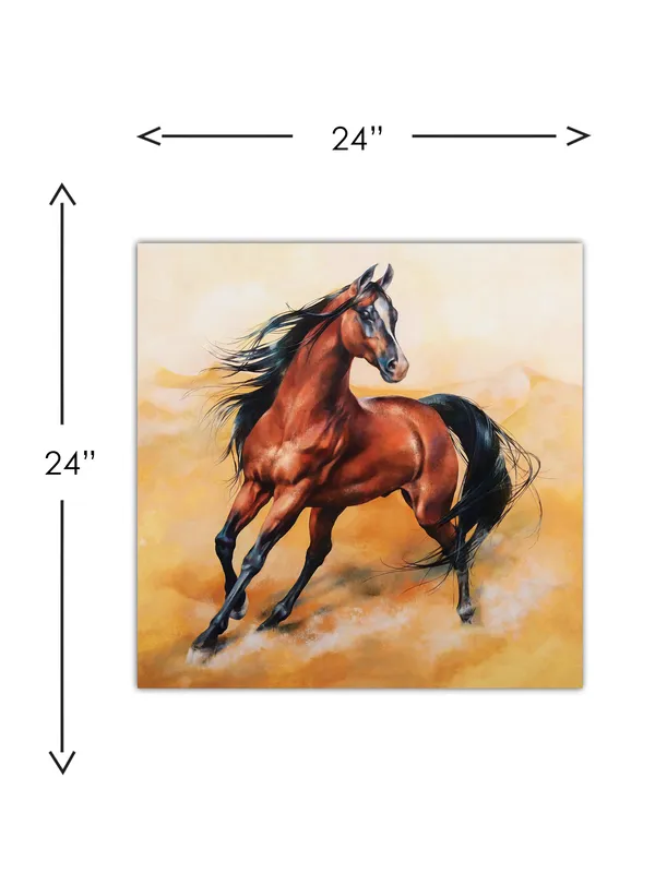 Premium_Canvas_Print_Of_Running_Horse-A_Art_-_24InchX24Inch_Stretched_And_Framed_In_Teakwood_With_Back_Support