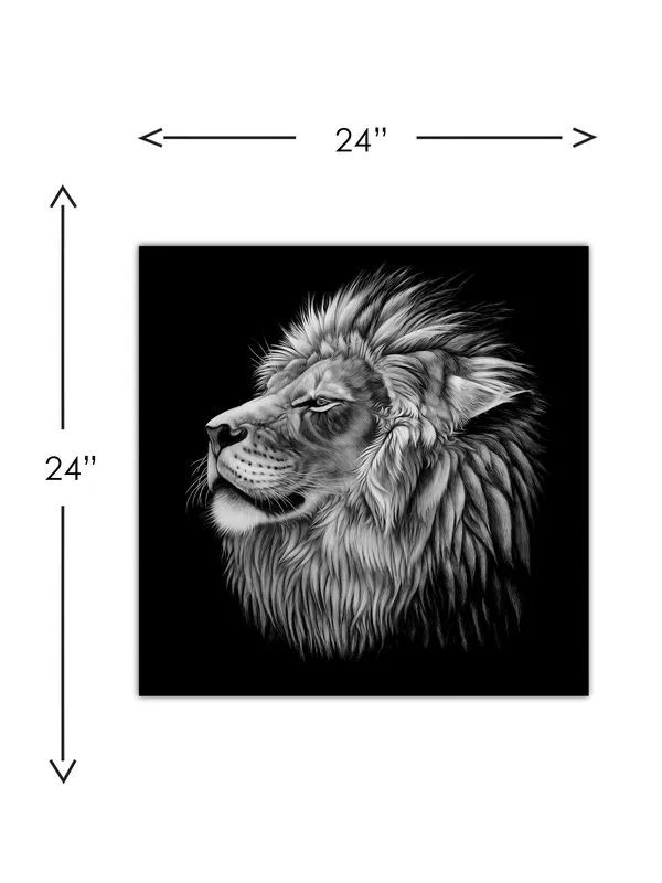 Premium_Canvas_Print_Of_Lion_Face_Art_-_24InchX24Inch_Stretched_And_Framed_In_Teakwood_With_Back_Support