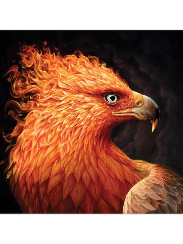 Premium_Canvas_Print_Of_Abstract_Phoenix_Art_-_24InchX24Inch_Stretched_And_Framed_In_Teakwood_With_Back_Support
