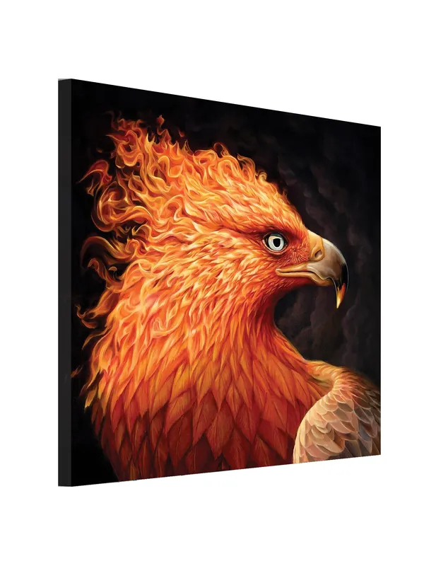 Premium_Canvas_Print_Of_Abstract_Phoenix_Art_-_24InchX24Inch_Stretched_And_Framed_In_Teakwood_With_Back_Support