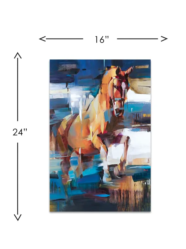 Premium_Canvas_Print_Of_Abstract_Horse-A_Art_-_16InchX24Inch_Stretched_And_Framed_In_Teakwood_With_Back_Support