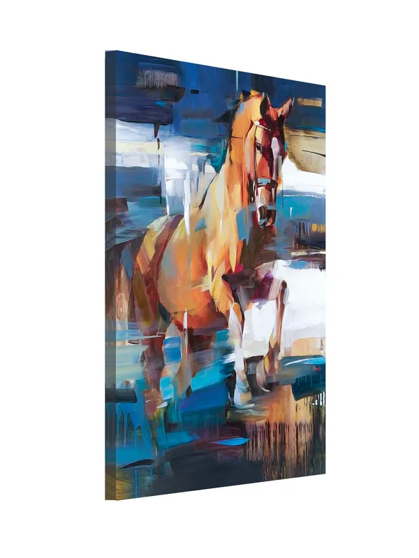 Premium_Canvas_Print_Of_Abstract_Horse-A_Art_-_16InchX24Inch_Stretched_And_Framed_In_Teakwood_With_Back_Support