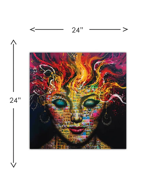 Premium_Canvas_Print_Of_Abstract_Lady_Face-A_Art_-_24InchX24Inch_Stretched_And_Framed_In_Teakwood_With_Back_Support